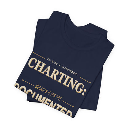 Charting Nurse T-Shirt by Printify featuring a nurse-themed design on a casual cotton T-shirt.